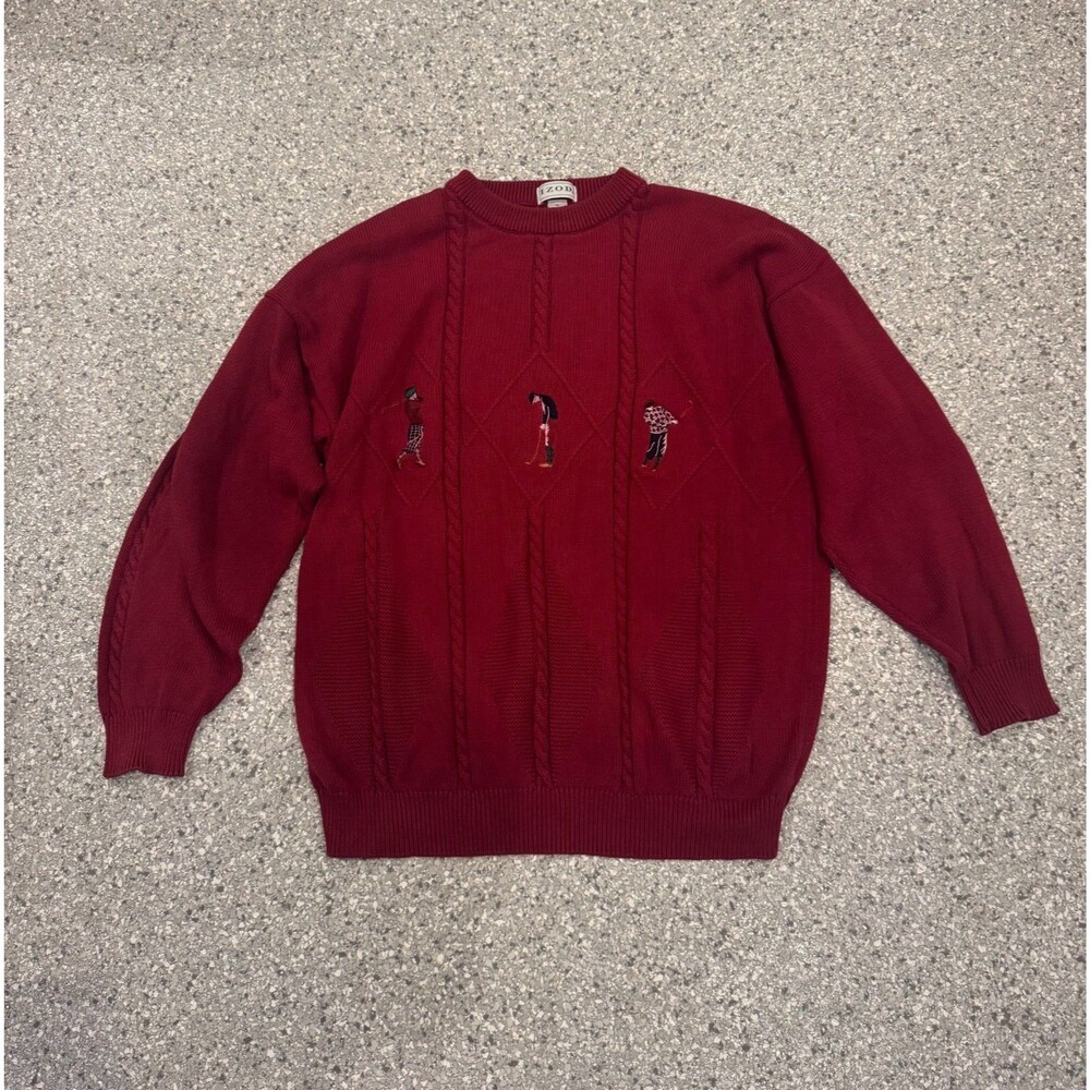 IZOD Vintage Red Golf Knit Polo 100% Cotton Size XL